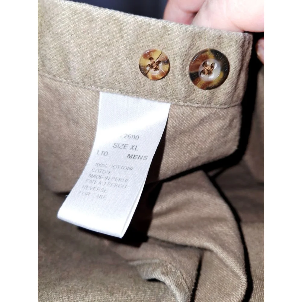 WOOLRICH Beige Casual Button Down Shirt XL 100% thick cotton elbow patches - Picture 7 of 7